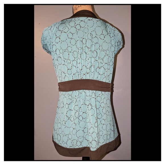Apt 9 teal& brown Vneck top - Picture 3 of 3